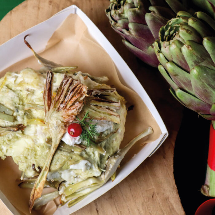Pasticcio “Lasagnetta” con baccalà mantecato e carciofi